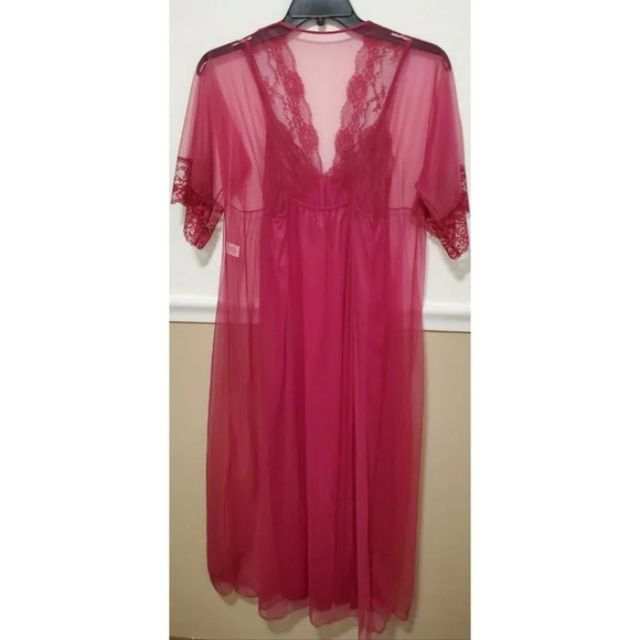 VTG Fuchsia Pink Maxi Gown & Sheer Robe - Picture 1 of 12